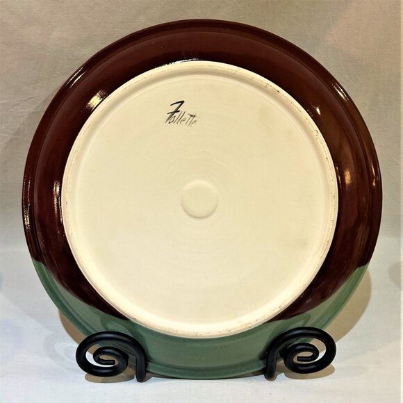 Follette Studio Art Pottery Drip Glaz Chip and Dip Plate Platter 12" Signed - Picture 4 of 5